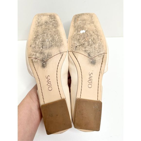 Franco Sarto Shoes Womens Size 11 Cream Leather Slip On Square toe Tracy Flats - Picture 10 of 11